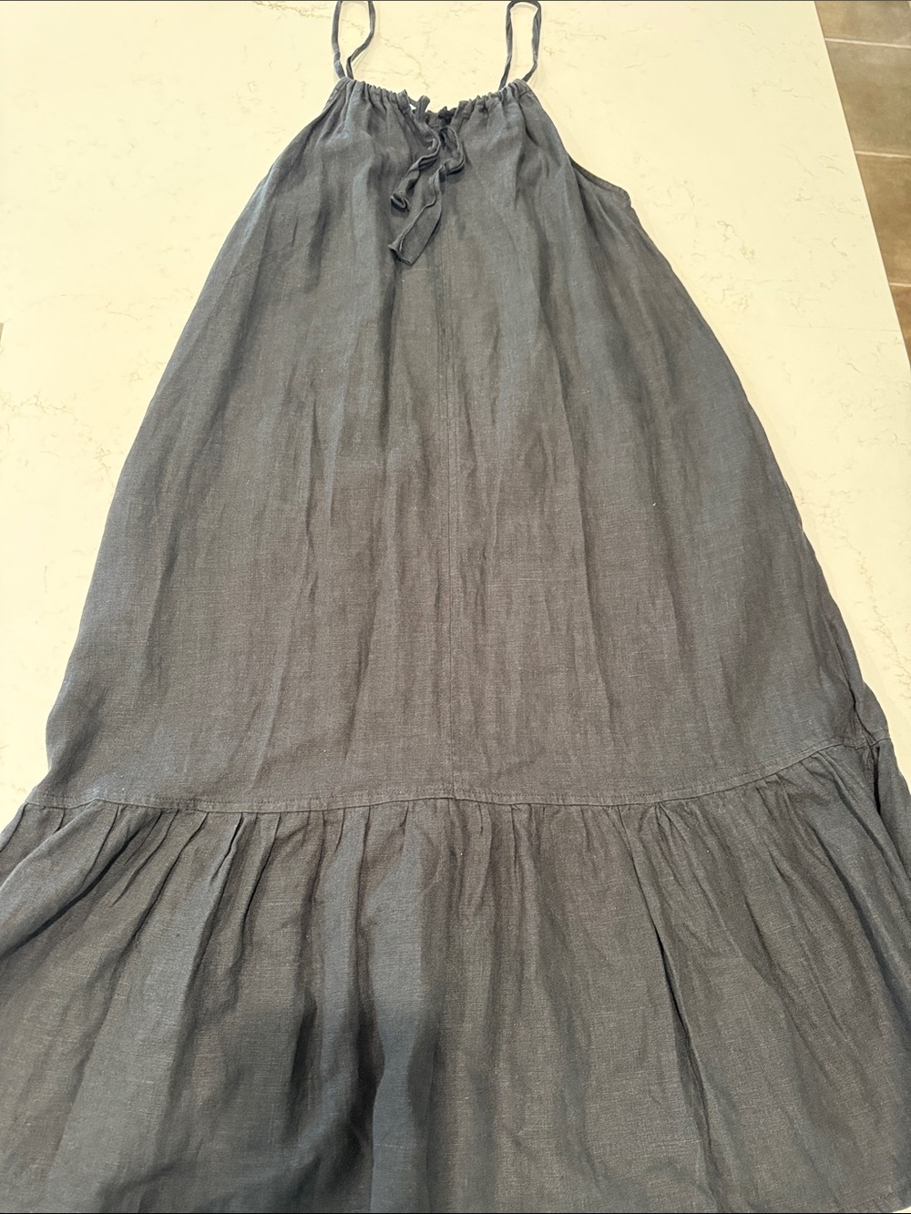 Women's black linen Maxi Sundress - Great quality. Made in Italy. - Picture 5 of 7